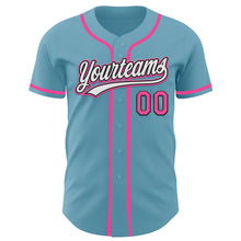 Load image into Gallery viewer, Custom Shadow Blue Pink-Black Authentic Baseball Jersey
