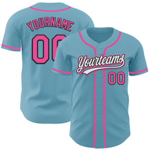 Load image into Gallery viewer, Custom Shadow Blue Pink-Black Authentic Baseball Jersey
