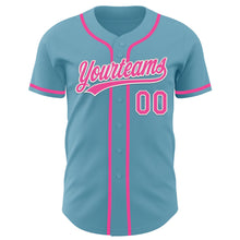 Load image into Gallery viewer, Custom Shadow Blue Pink-White Authentic Baseball Jersey
