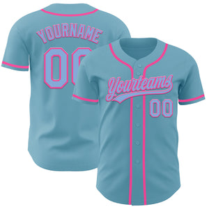 Custom Shadow Blue Light Blue-Pink Authentic Baseball Jersey