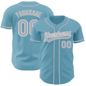 Custom Shadow Blue Gray-White Authentic Baseball Jersey