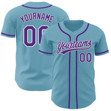 Load image into Gallery viewer, Custom Shadow Blue Purple-White Authentic Baseball Jersey
