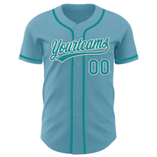 Charger l&#39;image dans la galerie, Custom Shadow Blue Teal-White Authentic Baseball Jersey
