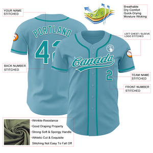 Custom Shadow Blue Teal-White Authentic Baseball Jersey