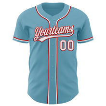 Load image into Gallery viewer, Custom Shadow Blue White-Red Authentic Baseball Jersey
