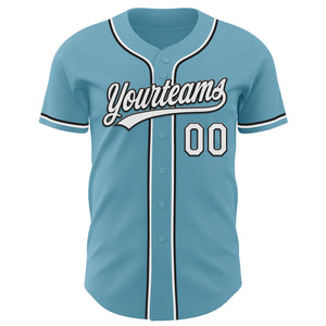 Custom Shadow Blue White-Black Authentic Baseball Jersey