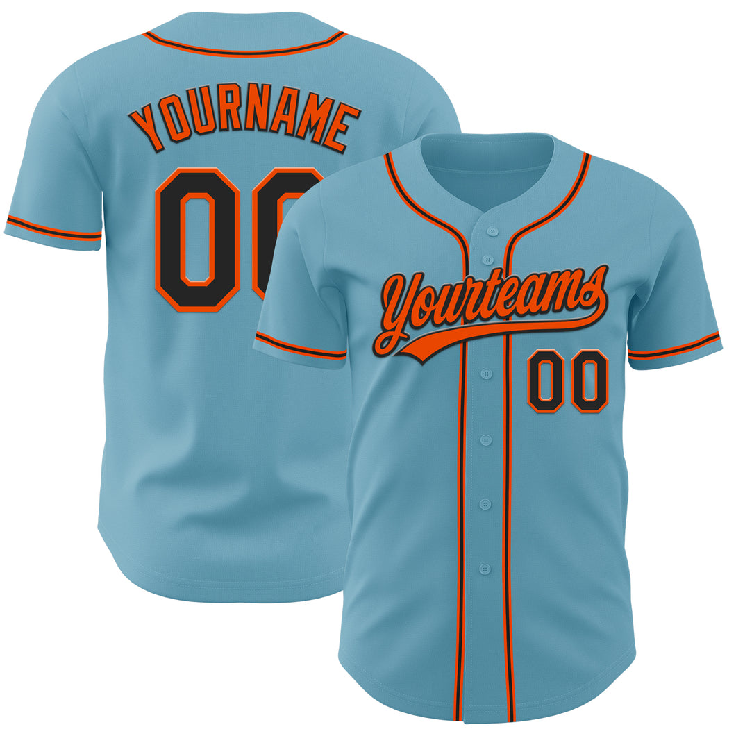 Custom Shadow Blue Black-Orange Authentic Baseball Jersey