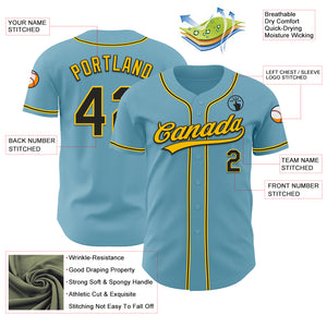 Custom Shadow Blue Black-Yellow Authentic Baseball Jersey