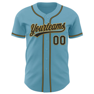 Custom Shadow Blue Black-Old Gold Authentic Baseball Jersey