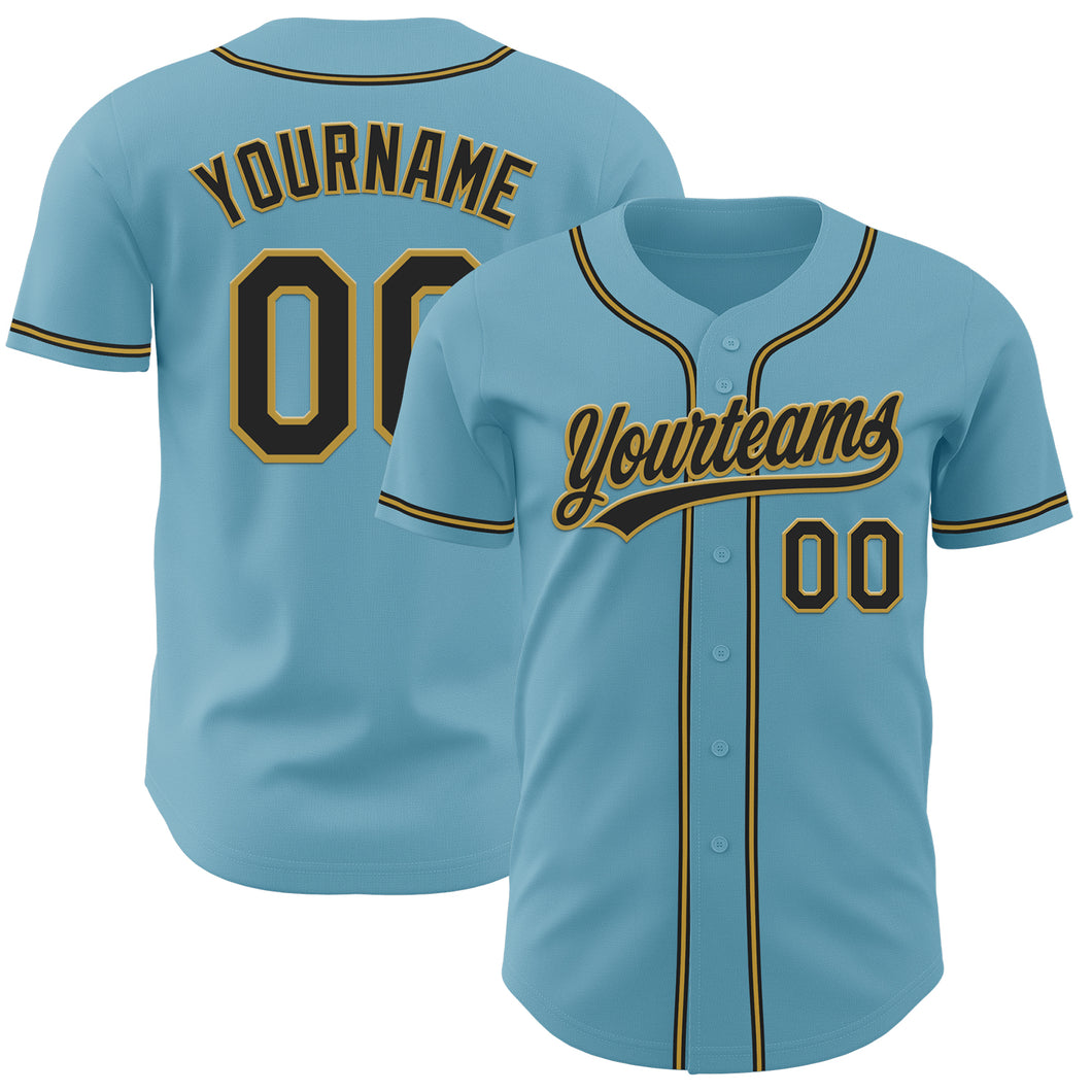 Custom Shadow Blue Black-Old Gold Authentic Baseball Jersey