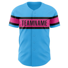 Charger l&#39;image dans la galerie, Custom Sky Blue Pink-Black Authentic Baseball Jersey
