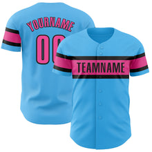 Charger l&#39;image dans la galerie, Custom Sky Blue Pink-Black Authentic Baseball Jersey
