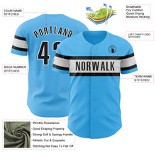 Charger l&#39;image dans la galerie, Custom Sky Blue Black-White Authentic Baseball Jersey
