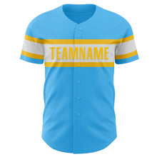 Загрузить изображение в средство просмотра галереи, Custom Sky Blue White-Yellow Authentic Baseball Jersey
