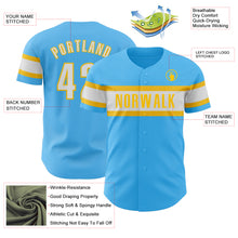 Загрузить изображение в средство просмотра галереи, Custom Sky Blue White-Yellow Authentic Baseball Jersey
