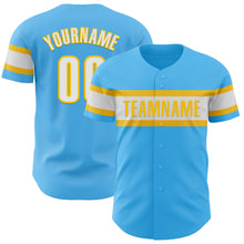 Загрузить изображение в средство просмотра галереи, Custom Sky Blue White-Yellow Authentic Baseball Jersey
