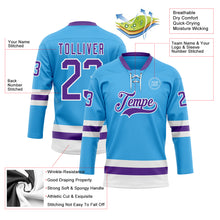 Charger l&#39;image dans la galerie, Custom Sky Blue Purple-White Hockey Lace Neck Jersey
