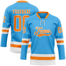 Charger l&#39;image dans la galerie, Custom Sky Blue Bay Orange-White Hockey Lace Neck Jersey
