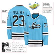 Laden Sie das Bild in den Galerie-Viewer, Custom Sky Blue Black-White Hockey Jersey
