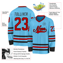 Laden Sie das Bild in den Galerie-Viewer, Custom Sky Blue Red-Black Hockey Jersey
