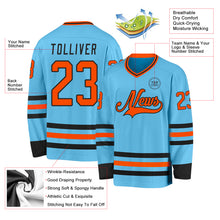 Laden Sie das Bild in den Galerie-Viewer, Custom Sky Blue Orange-Black Hockey Jersey
