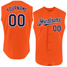 Load image into Gallery viewer, Custom Orange Navy-White Authentic Sleeveless Baseball Jersey
