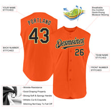 Load image into Gallery viewer, Custom Orange Black Cream-Old Gold Authentic Sleeveless Baseball Jersey
