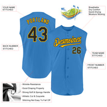 Загрузить изображение в средство просмотра галереи, Custom Powder Blue Black-Gold Authentic Sleeveless Baseball Jersey
