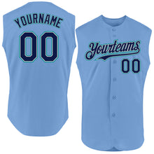 Load image into Gallery viewer, Custom Light Blue Navy Gray-Teal Authentic Sleeveless Baseball Jersey
