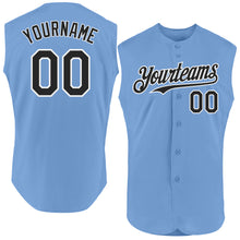 Laden Sie das Bild in den Galerie-Viewer, Custom Light Blue Black-White Authentic Sleeveless Baseball Jersey
