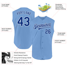 Load image into Gallery viewer, Custom Light Blue Royal-White Authentic Sleeveless Baseball Jersey
