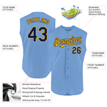 Load image into Gallery viewer, Custom Light Blue Navy-Gold Authentic Sleeveless Baseball Jersey
