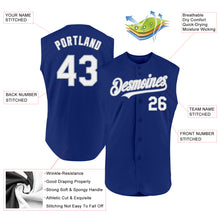 Load image into Gallery viewer, Custom Royal White-Gray Authentic Sleeveless Baseball Jersey
