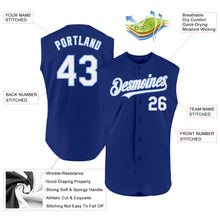 Load image into Gallery viewer, Custom Royal White-Light Blue Authentic Sleeveless Baseball Jersey
