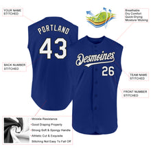 Load image into Gallery viewer, Custom Royal White-Black Authentic Sleeveless Baseball Jersey
