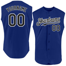 Load image into Gallery viewer, Custom Royal Black-White Authentic Sleeveless Baseball Jersey
