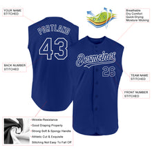 Laden Sie das Bild in den Galerie-Viewer, Custom Royal White Authentic Sleeveless Baseball Jersey
