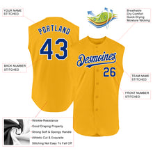 Load image into Gallery viewer, Custom Gold Royal-White Authentic Sleeveless Baseball Jersey
