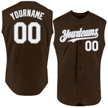 Load image into Gallery viewer, Custom Brown White-Gray Authentic Sleeveless Baseball Jersey
