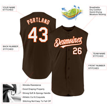 Load image into Gallery viewer, Custom Brown White-Orange Authentic Sleeveless Baseball Jersey
