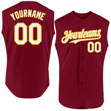 Load image into Gallery viewer, Custom Crimson White-Gold Authentic Sleeveless Baseball Jersey
