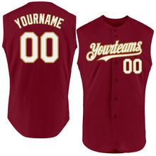 Загрузить изображение в средство просмотра галереи, Custom Crimson White-Old Gold Authentic Sleeveless Baseball Jersey
