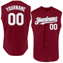 Load image into Gallery viewer, Custom Crimson White-Gray Authentic Sleeveless Baseball Jersey
