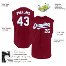 Load image into Gallery viewer, Custom Crimson White-Light Blue Authentic Sleeveless Baseball Jersey
