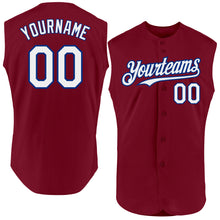 Load image into Gallery viewer, Custom Crimson White-Royal Authentic Sleeveless Baseball Jersey
