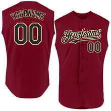 Load image into Gallery viewer, Custom Crimson Black-Cream Authentic Sleeveless Baseball Jersey
