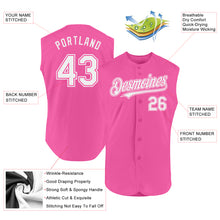 Load image into Gallery viewer, Custom Pink White Authentic Sleeveless Baseball Jersey
