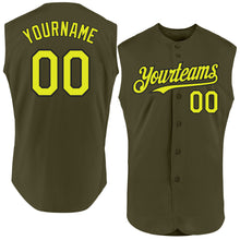 Загрузить изображение в средство просмотра галереи, Custom Olive Neon Yellow-Black Authentic Sleeveless Salute To Service Baseball Jersey
