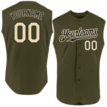 Загрузить изображение в средство просмотра галереи, Custom Olive Cream-Black Authentic Sleeveless Salute To Service Baseball Jersey
