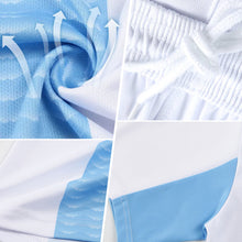 Загрузить изображение в средство просмотра галереи, Custom Light Blue White-Navy Sublimation Fade Fashion Soccer Uniform Jersey
